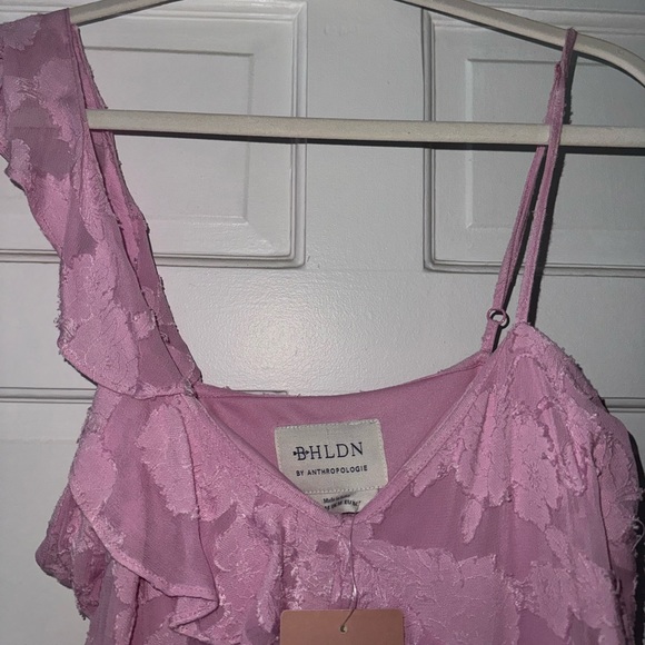 BHLDN CLAUDIA ASYMMETRIC RUFFLE CHIFFON MIDI DRESS - Picture 3 of 6